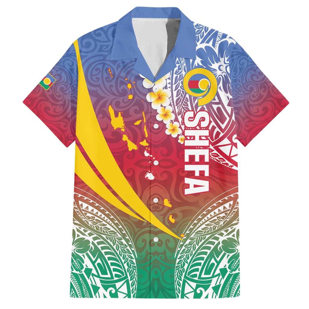 Shefa Province Family Matching Long Sleeve Bodycon Dress and Hawaiian Shirt Vanuatu Pattern Map - Plumeria Flag Color