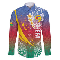 Shefa Province Family Matching Summer Maxi Dress and Hawaiian Shirt Vanuatu Pattern Map - Plumeria Flag Color