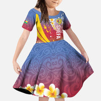 Shefa Province Family Matching Tank Maxi Dress and Hawaiian Shirt Vanuatu Pattern Map - Plumeria Flag Color