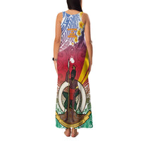 Shefa Province Family Matching Tank Maxi Dress and Hawaiian Shirt Vanuatu Pattern Map - Plumeria Flag Color