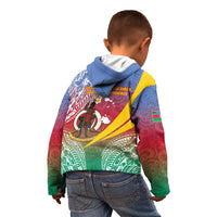 Shefa Province Kid Hoodie Vanuatu Pattern Map - Plumeria Flag Color