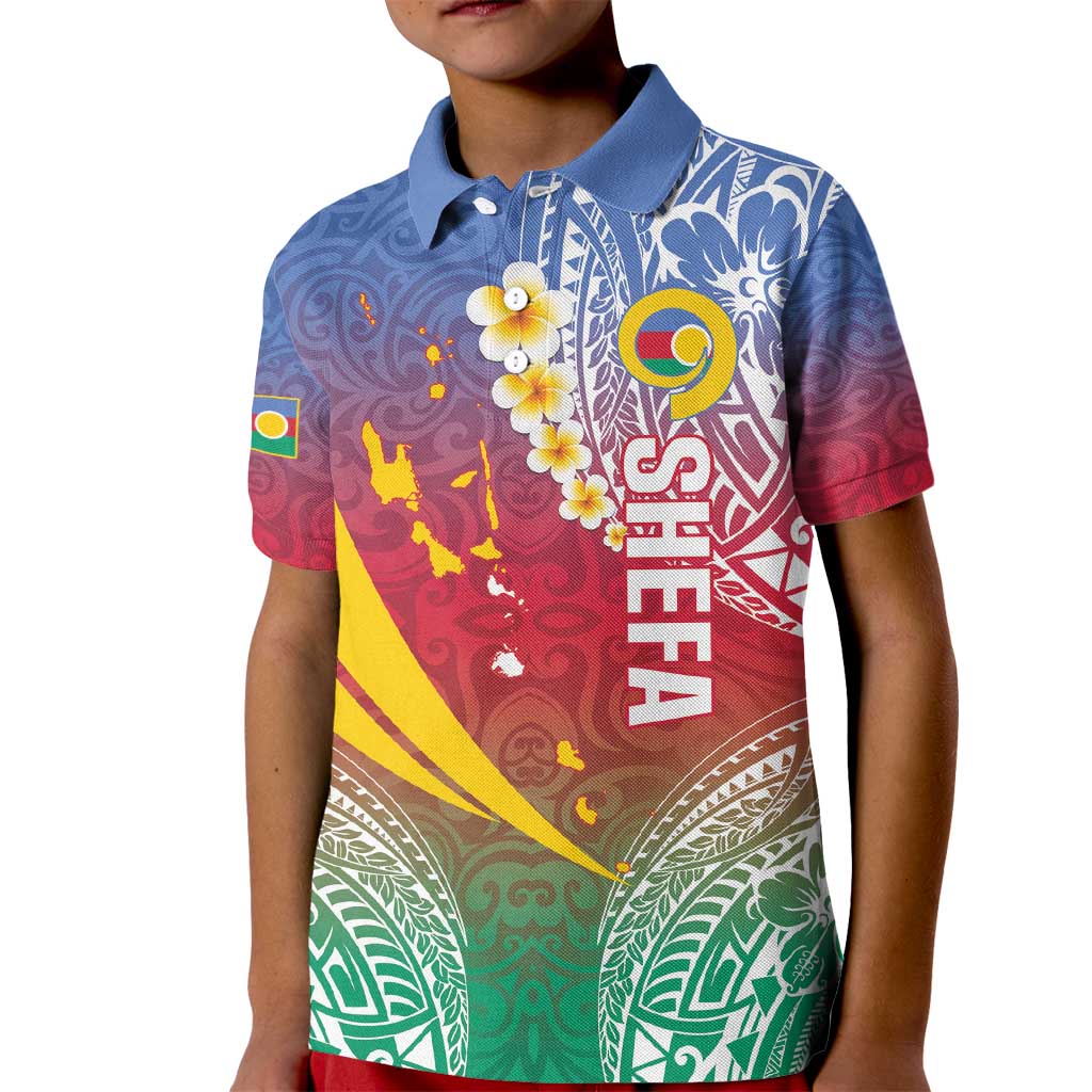 Shefa Province Kid Polo Shirt Vanuatu Pattern Map - Plumeria Flag Color