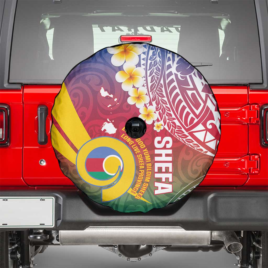 Shefa Province Spare Tire Cover Vanuatu Pattern Map - Plumeria Flag Color