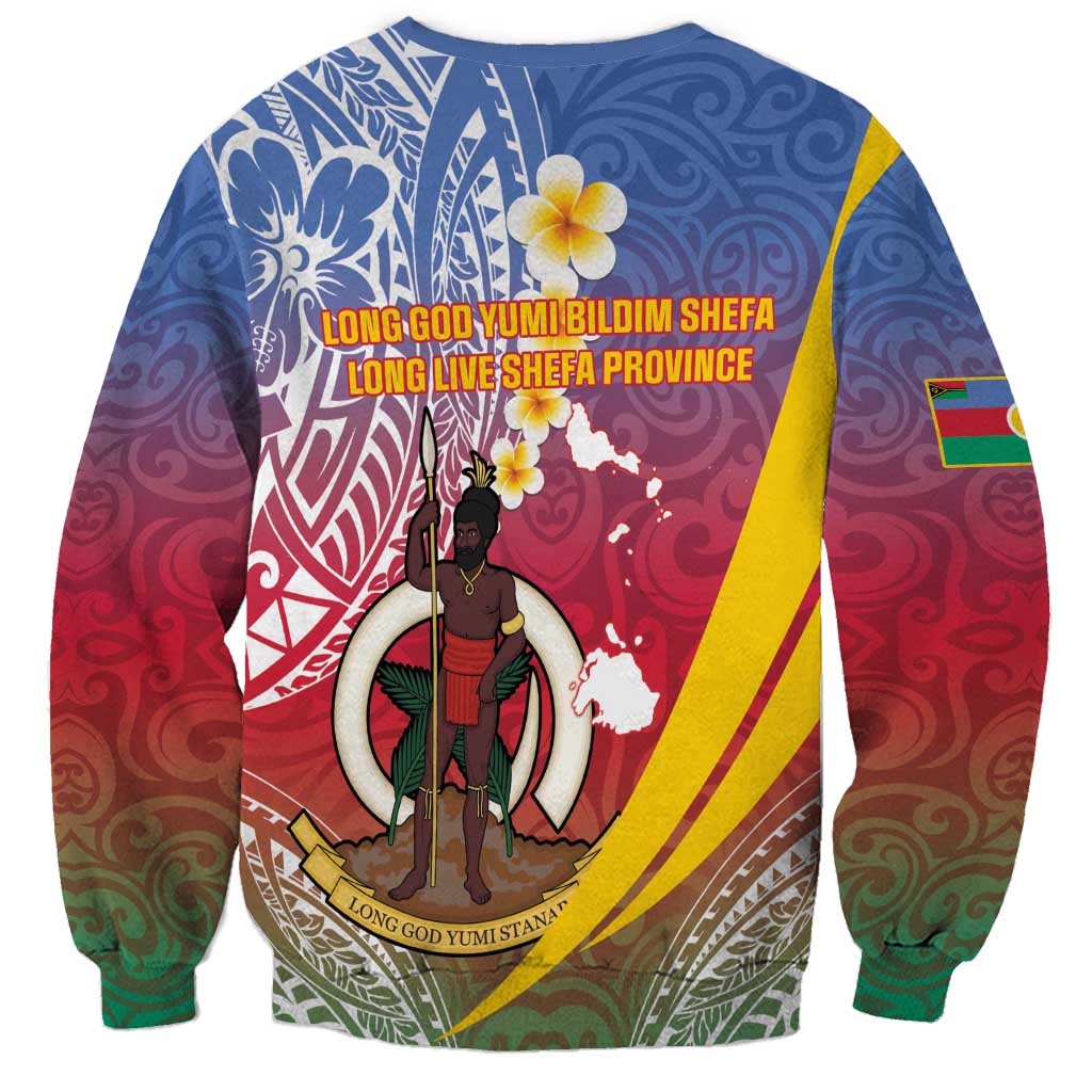 Shefa Province Sweatshirt Vanuatu Pattern Map - Plumeria Flag Color