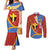 Tafea Province Couples Matching Mermaid Dress and Long Sleeve Button Shirt Vanuatu Pattern Map - Plumeria Flag Color