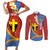 Tafea Province Couples Matching Short Sleeve Bodycon Dress and Long Sleeve Button Shirt Vanuatu Pattern Map - Plumeria Flag Color