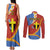 Tafea Province Couples Matching Tank Maxi Dress and Long Sleeve Button Shirt Vanuatu Pattern Map - Plumeria Flag Color