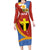 Tafea Province Family Matching Long Sleeve Bodycon Dress and Hawaiian Shirt Vanuatu Pattern Map - Plumeria Flag Color