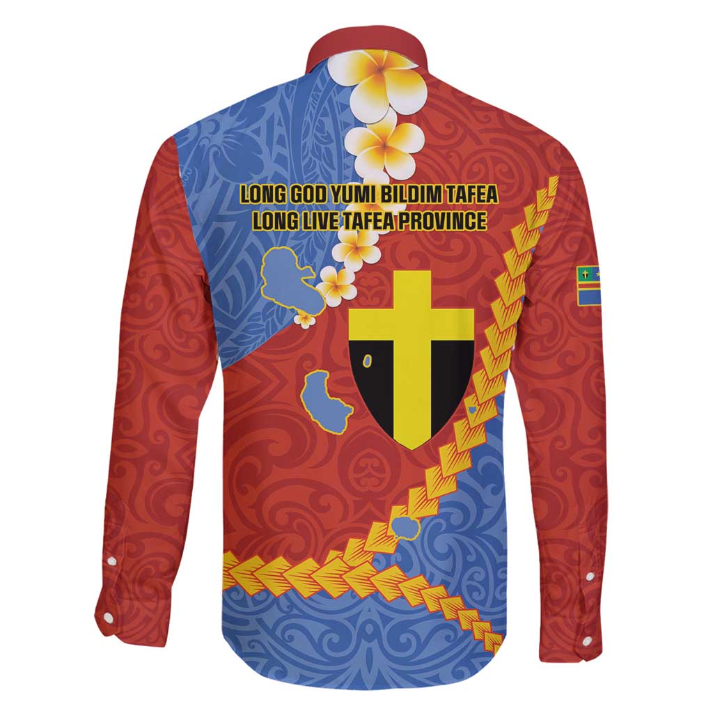 Tafea Province Family Matching Off Shoulder Short Dress and Hawaiian Shirt Vanuatu Pattern Map - Plumeria Flag Color