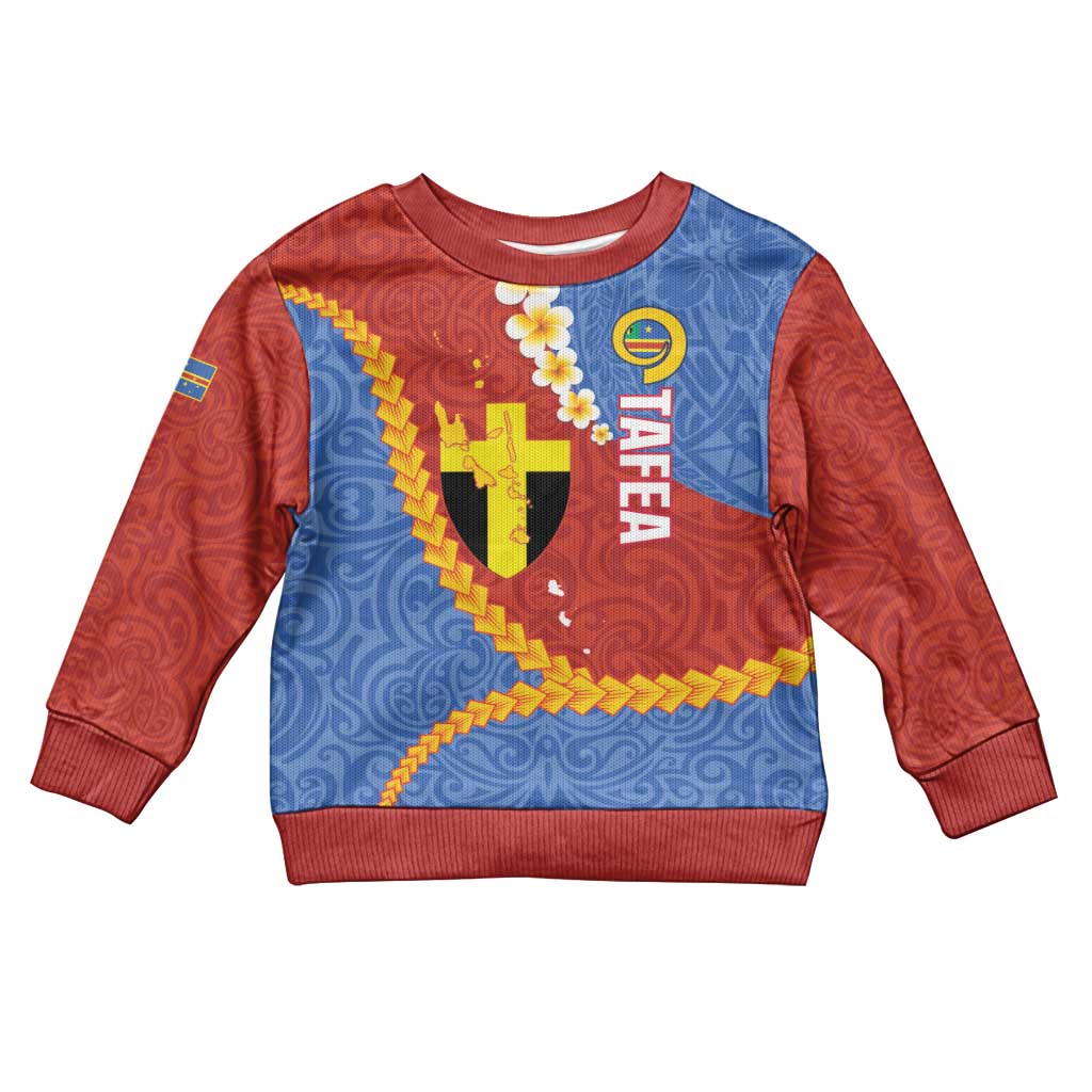Tafea Province Kid Ugly Christmas Sweater Vanuatu Pattern Map - Plumeria Flag Color