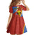 Tafea Province Kid Short Sleeve Dress Vanuatu Pattern Map - Plumeria Flag Color