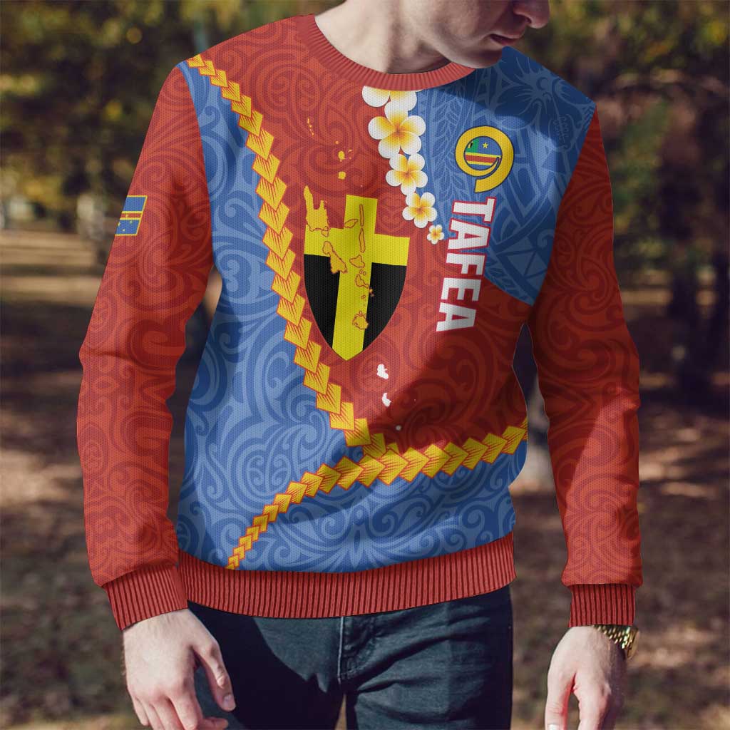 Tafea Province Ugly Christmas Sweater Vanuatu Pattern Map - Plumeria Flag Color