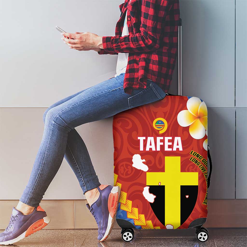 Tafea Province Luggage Cover Vanuatu Pattern Map - Plumeria Flag Color