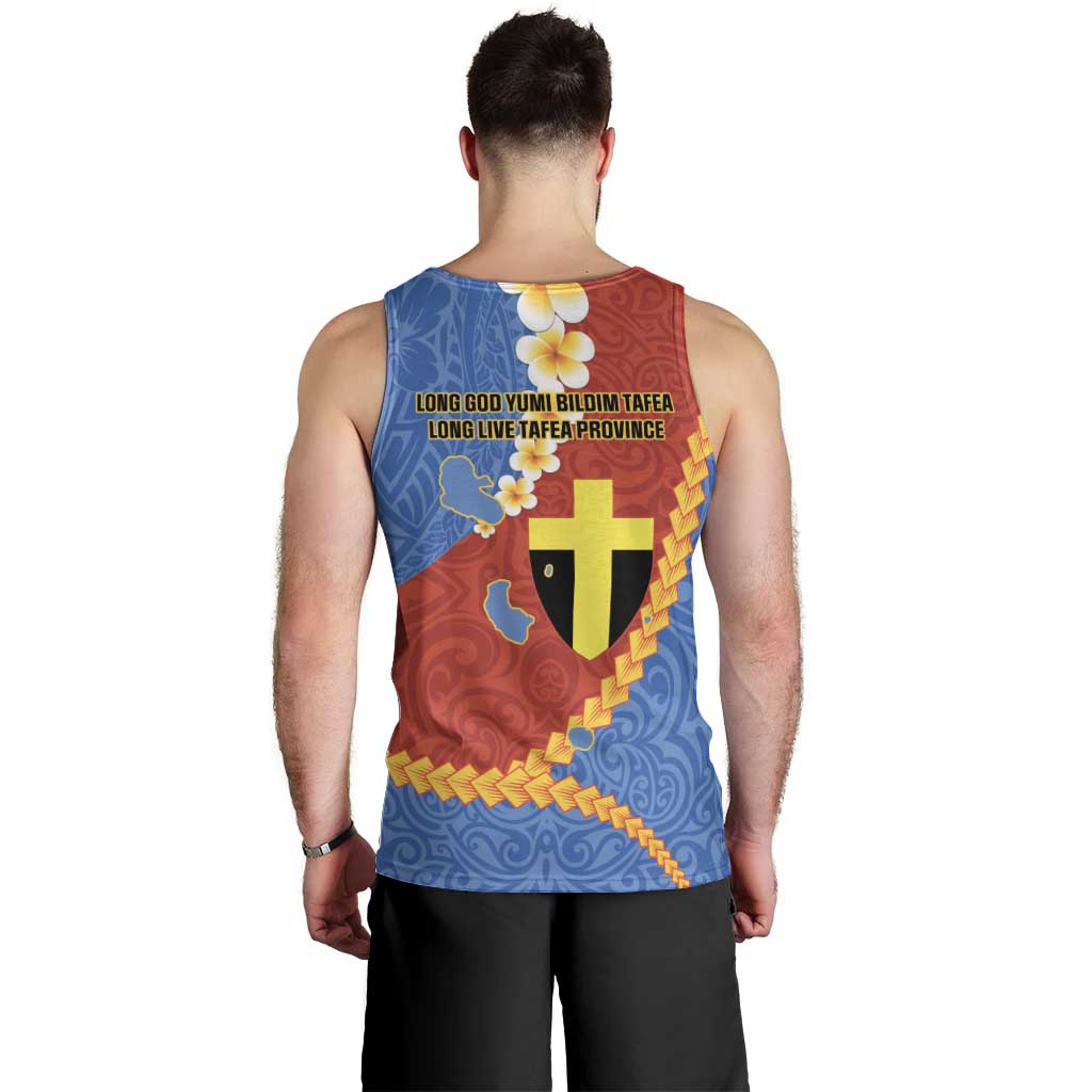 Tafea Province Men Tank Top Vanuatu Pattern Map - Plumeria Flag Color