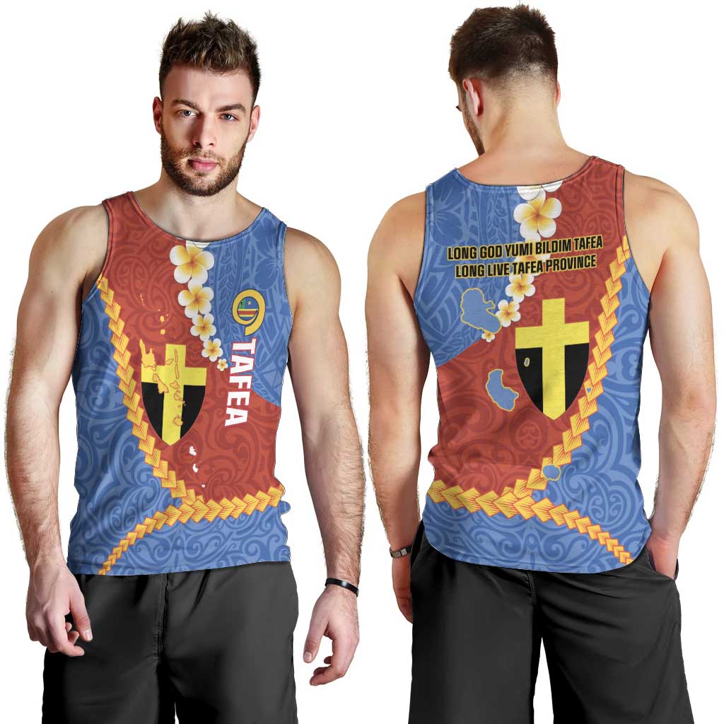 Tafea Province Men Tank Top Vanuatu Pattern Map - Plumeria Flag Color
