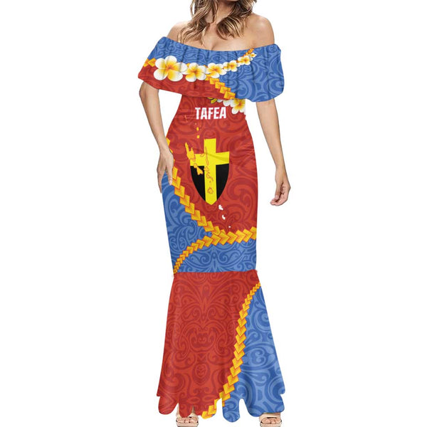 Personalized Vanuatu Tafea Province Couples Matching Mermaid Dress and Long Sleeve Button Shirts Coat Of Arms And Namele Fern Polynesian Pattern LT05 main image 0