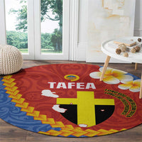 Tafea Province Round Carpet Vanuatu Pattern Map - Plumeria Flag Color