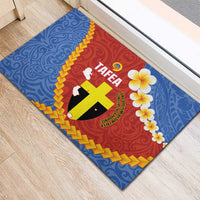 Tafea Province Rubber Doormat Vanuatu Pattern Map - Plumeria Flag Color