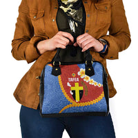 Tafea Province Shoulder Handbag Vanuatu Pattern Map - Plumeria Flag Color