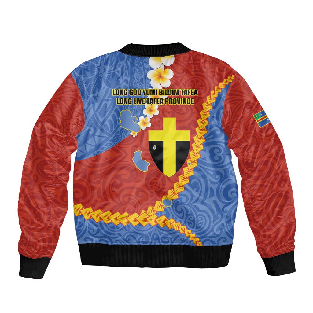 Tafea Province Sleeve Zip Bomber Jacket Vanuatu Pattern Map - Plumeria Flag Color