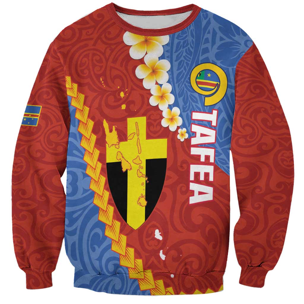 Tafea Province Sweatshirt Vanuatu Pattern Map - Plumeria Flag Color