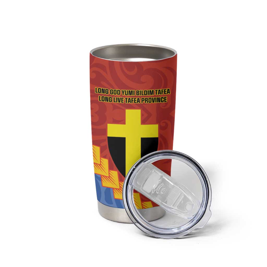 Tafea Province Tumbler Cup Vanuatu Pattern Map With Plumeria Flag Color