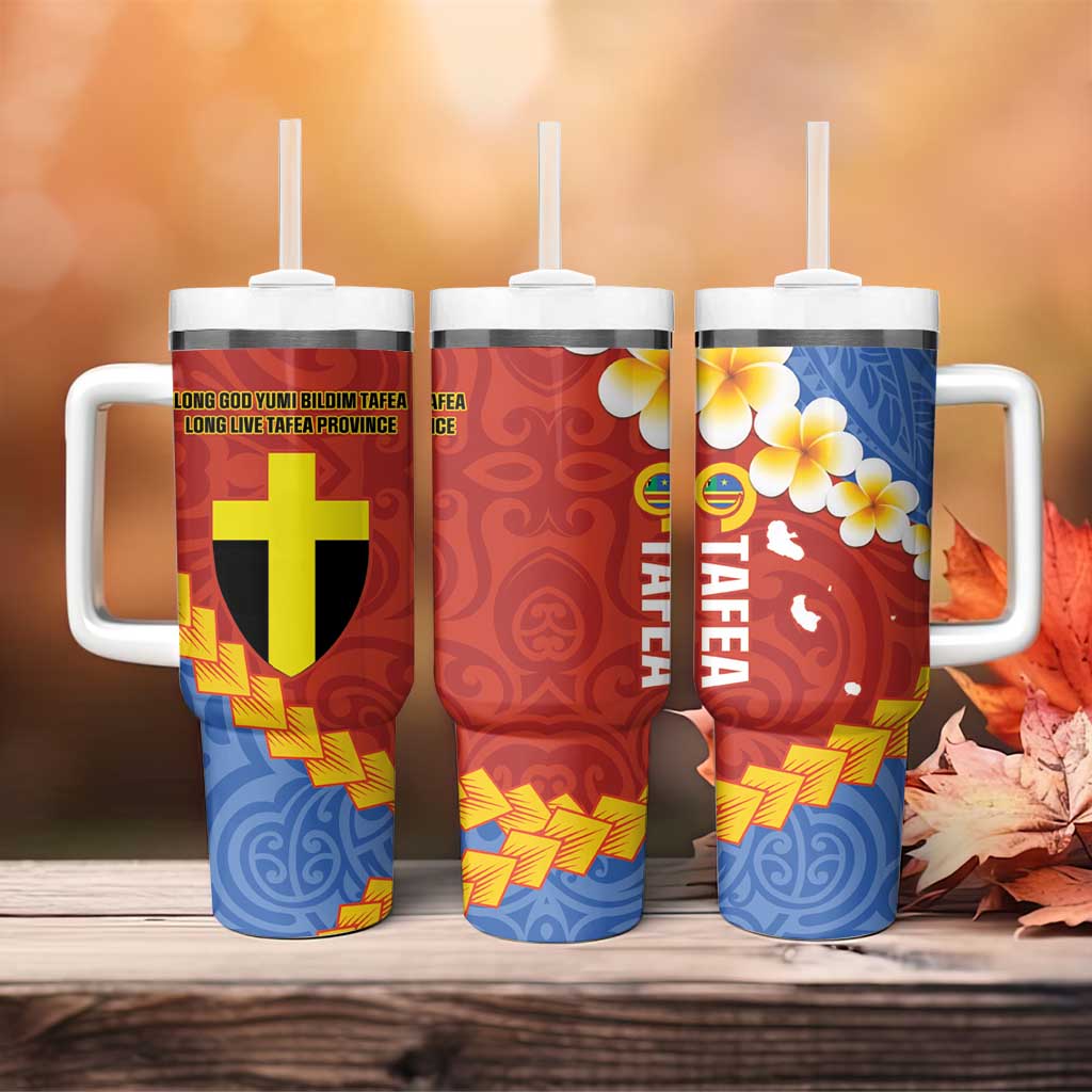 Tafea Province Tumbler With Handle Vanuatu Pattern Map With Plumeria Flag Color