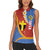 Tafea Province Women Sleeveless Polo Shirt Vanuatu Pattern Map - Plumeria Flag Color