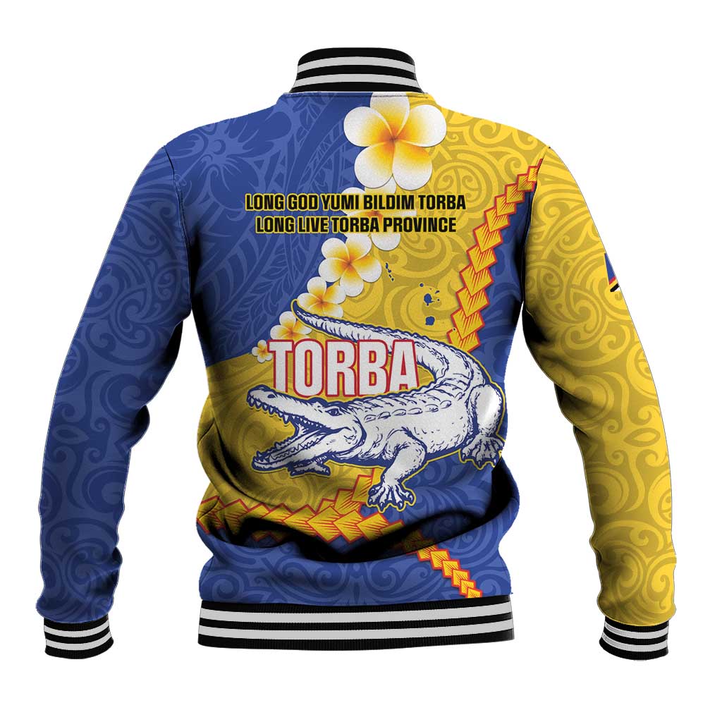 Torba Province Baseball Jacket Vanuatu Pattern Crocodile - Plumeria Flag Color
