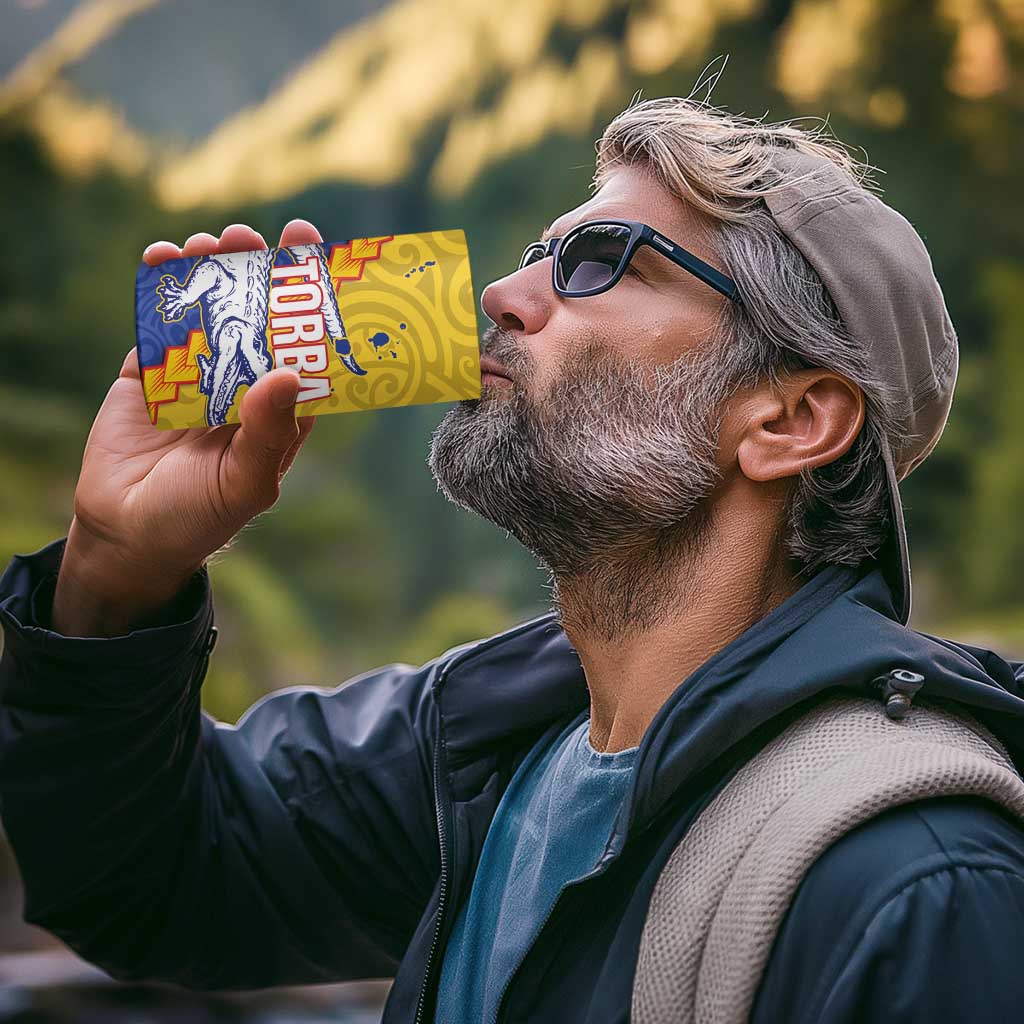 Torba Province 4 in 1 Can Cooler Tumbler Vanuatu Pattern Crocodile With Plumeria Flag Color