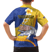 Torba Province Family Matching Long Sleeve Bodycon Dress and Hawaiian Shirt Vanuatu Pattern Crocodile - Plumeria Flag Color