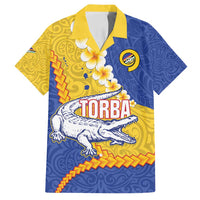 Torba Province Family Matching Long Sleeve Bodycon Dress and Hawaiian Shirt Vanuatu Pattern Crocodile - Plumeria Flag Color
