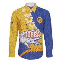 Torba Province Family Matching Long Sleeve Bodycon Dress and Hawaiian Shirt Vanuatu Pattern Crocodile - Plumeria Flag Color