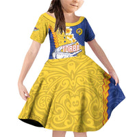 Torba Province Family Matching Off Shoulder Short Dress and Hawaiian Shirt Vanuatu Pattern Crocodile - Plumeria Flag Color