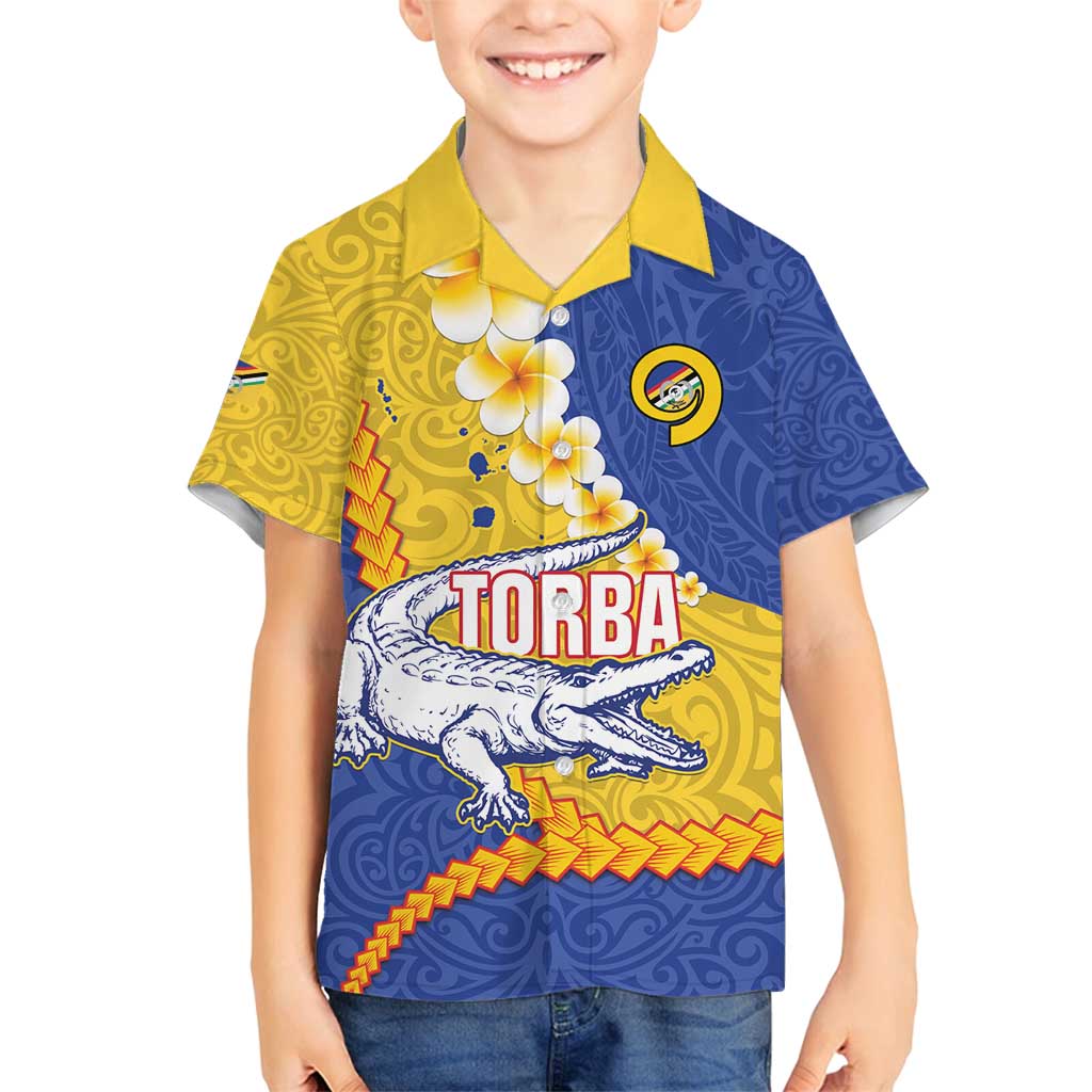 Torba Province Family Matching Tank Maxi Dress and Hawaiian Shirt Vanuatu Pattern Crocodile - Plumeria Flag Color