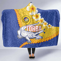 Torba Province Hooded Blanket Vanuatu Pattern Crocodile - Plumeria Flag Color