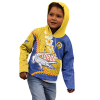 Torba Province Kid Hoodie Vanuatu Pattern Crocodile - Plumeria Flag Color