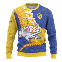 Torba Province Ugly Christmas Sweater Vanuatu Pattern Crocodile - Plumeria Flag Color