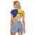 Torba Province Raglan Cropped T Shirt Vanuatu Pattern Crocodile - Plumeria Flag Color