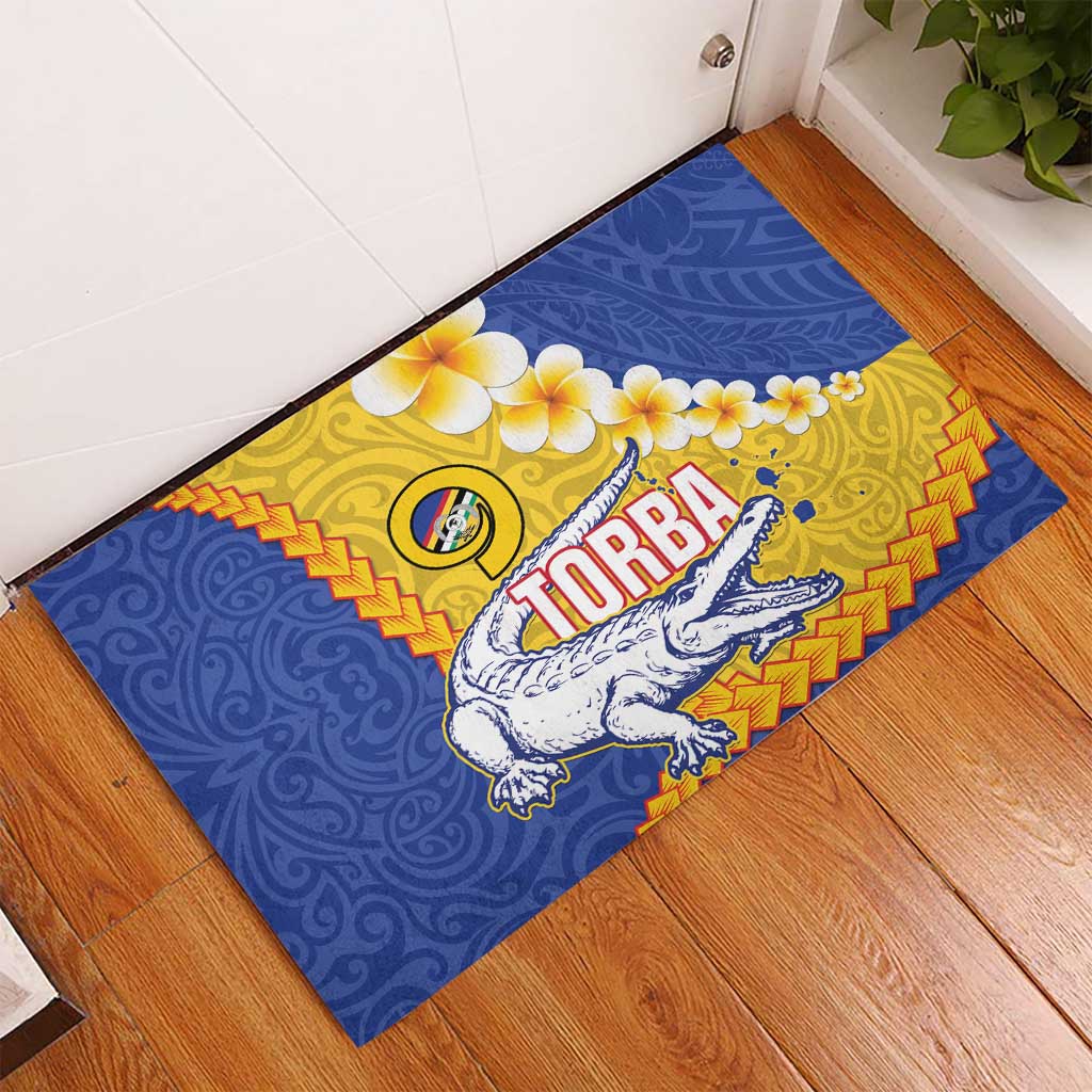 Torba Province Rubber Doormat Vanuatu Pattern Crocodile - Plumeria Flag Color