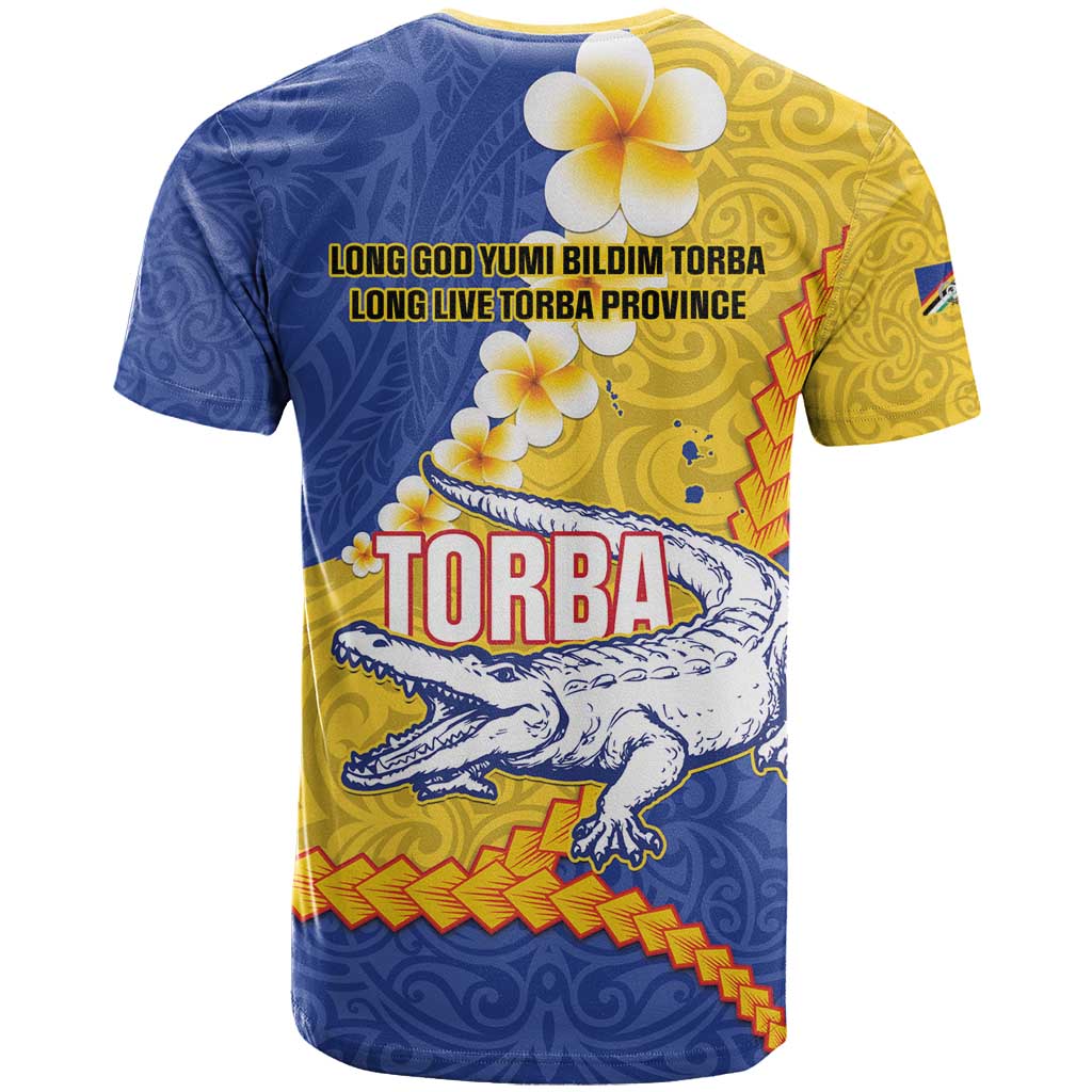 Torba Province T Shirt Vanuatu Pattern Crocodile - Plumeria Flag Color