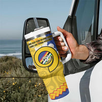 Torba Province Tumbler With Handle Vanuatu Pattern Crocodile With Plumeria Flag Color