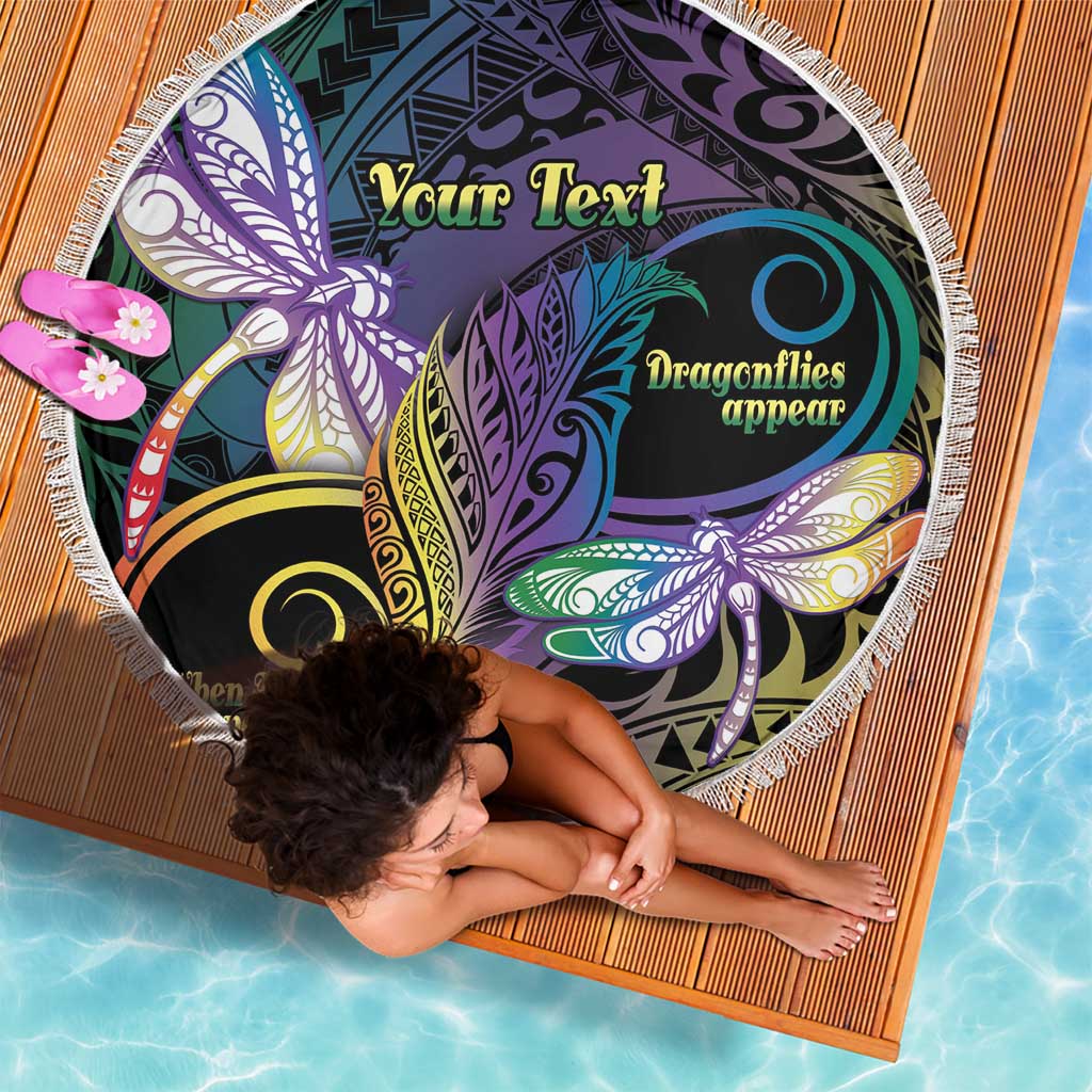 Personalized Polynesian Memorial Beach Blanket Dragonflies Appear When Angels Are Near