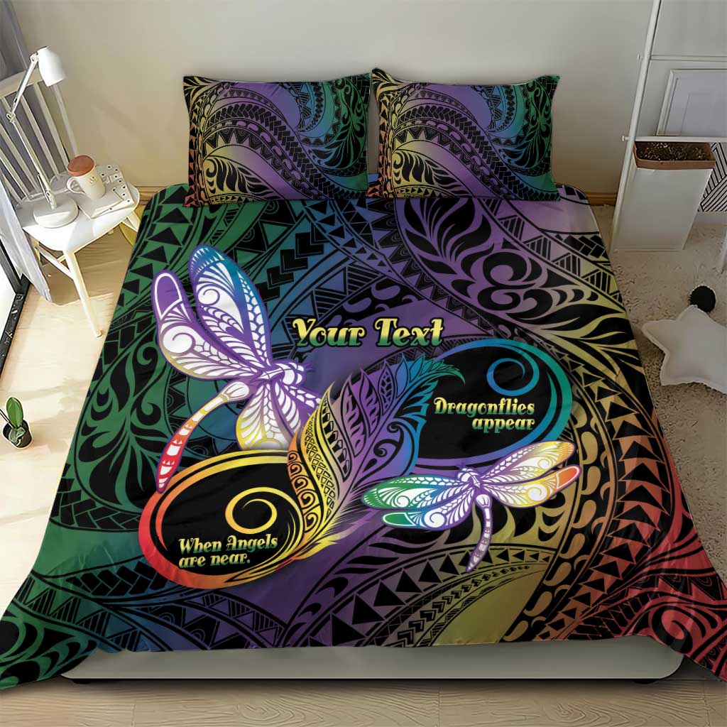 Personalized Polynesian Memorial Bedding Set Dragonflies Appear When Angels Are Near