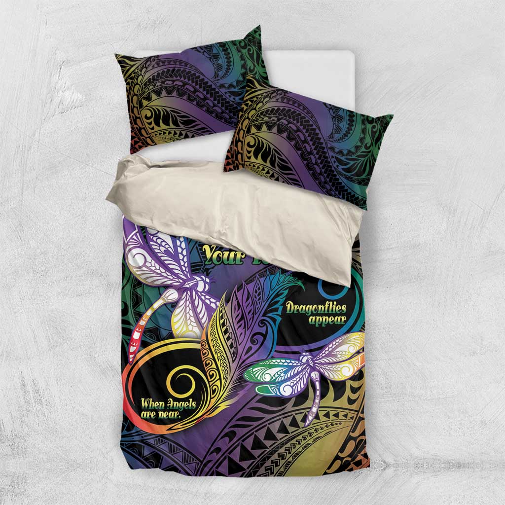 Personalized Polynesian Memorial Bedding Set Dragonflies Appear When Angels Are Near