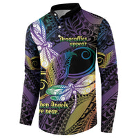 Personalized Polynesian Memorial Button Sweatshirt Dragonflies Appear When Angels Are Near