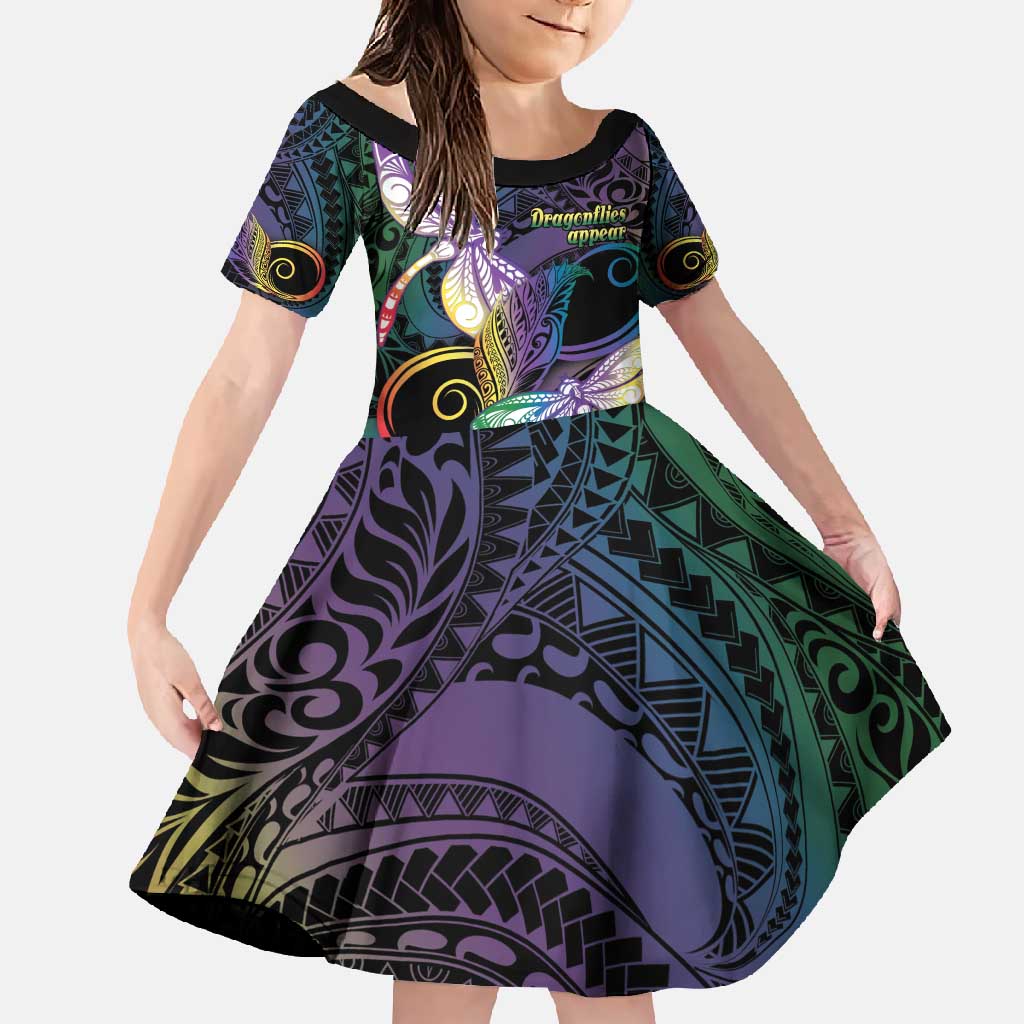 Personalized Polynesian Memorial Family Matching Mermaid Dress and Hawaiian Shirt Dragonflies Appear When Angels Are Near