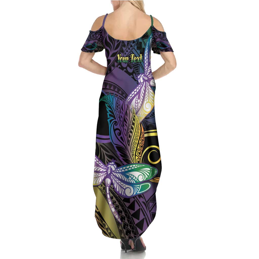 Personalized Polynesian Memorial Family Matching Summer Maxi Dress and Hawaiian Shirt Dragonflies Appear When Angels Are Near
