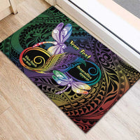 Personalized Polynesian Memorial Rubber Doormat Dragonflies Appear When Angels Are Near