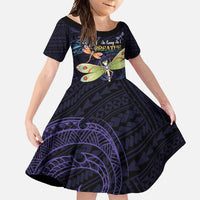 As Long As I Breathe You'll Be Remembered Family Matching Short Sleeve Bodycon Dress and Hawaiian Shirt Dragonflies Memorial - Polynesian Pattern LT14 Daughter's Dress Black - Polynesian Pride